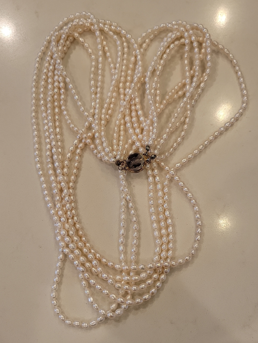 Vintage Mulit Strand Freshwater Pearl Necklace Mid 20th Century